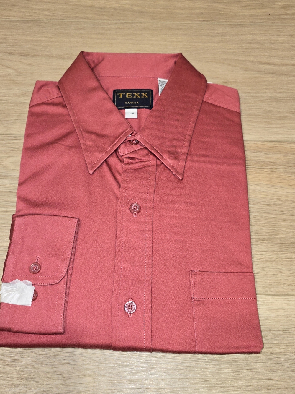 NWT Texx Canada Men's Dusty Rose Red Long Sleeve Button-Down Shirt | Size L